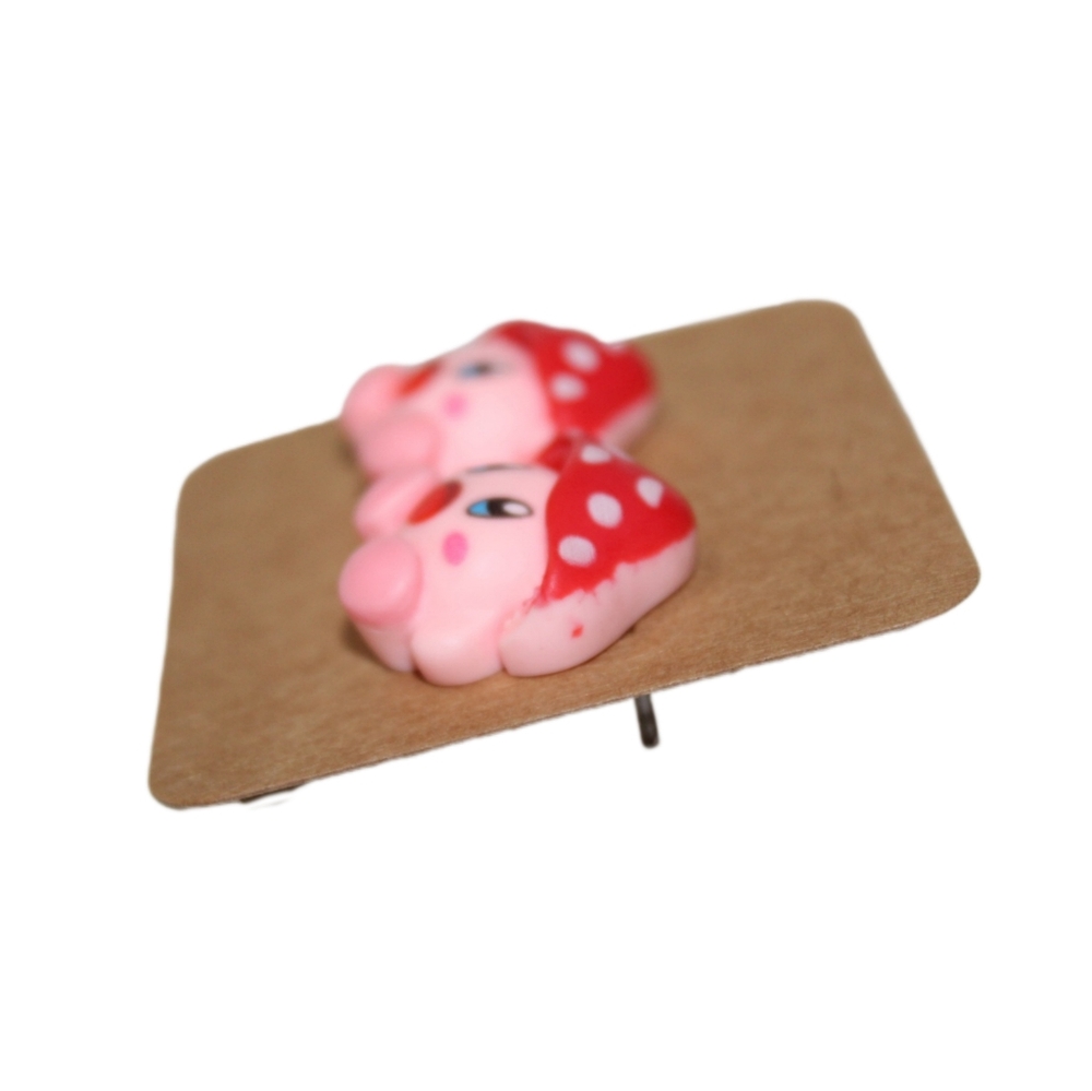 Video Game Kirby Mushroom Earrings - Picture 4 of 10